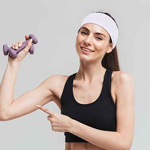 WILLBOND 6 Pieces Wide Headbands for Women, Adjustable Bandana Headband Tie, Knotted African Hairband, Yoga Elastic Non Slip Floral Hairbands for Running Hiking Cycling Workout(Solid Patterns)