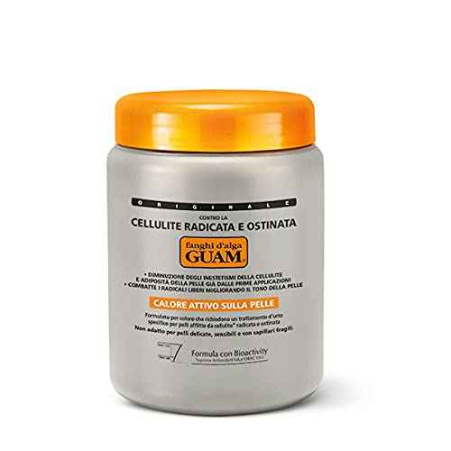 Guam Anti-cellulite Body Wrap for Thighs, Legs, MAX STRENGTH Hot Mud for Stubborn Cellulite, Clay Body Mask with Caffeine, Seaweed and Essential Oils, Reduce Cellulite on Legs, (2.2LB)
