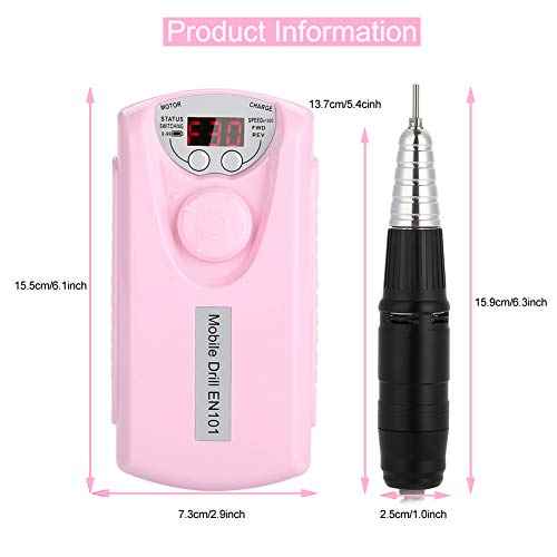 ZJchao Electric Nail File, 30000 RPM Nail Drill Machine Rechargeable LCD Display Electric Nail Drill Quiet Cordless Nail File Grinder Manicure Pedicure Tool for Manicure Salon Home (US Plug)