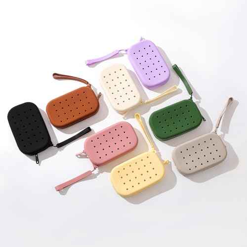 Small Silicone Multifunctional Essential Bag Zipper Pouch Portable Travel Makeup Bag for Women Men Cards Cash (Green)