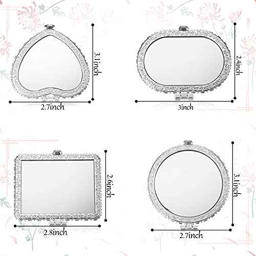 8 Pieces Flower Compact Mirror for Purse Bulk Small Compact Mirror Gift Makeup Floral Pocket Retro Folding Portable Travel Accessories for Women Girls Christmas Gifts