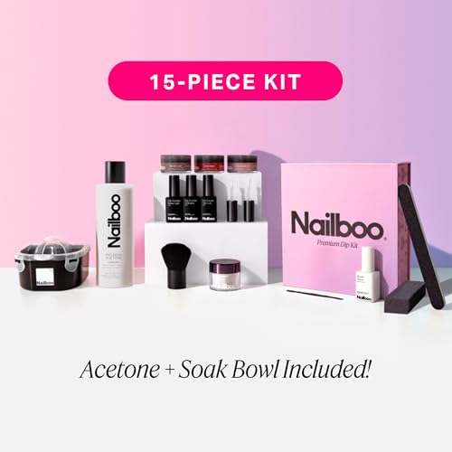 Nailboo Dip Powder Nail Kit ? Includes 3 Custom Made Dip Powders, Gel Base Coat, Activator, Top Coat, Pro Tools for Salon-Quality Nails, No UV Light Needed, Multi-Color, 0.8oz Each