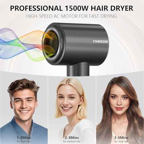 Hair Dryer, 160000 RPM Professional High-Speed Blow Dryer 2 Billion Negative Ionic Care Hair Dryer (Black Gray)