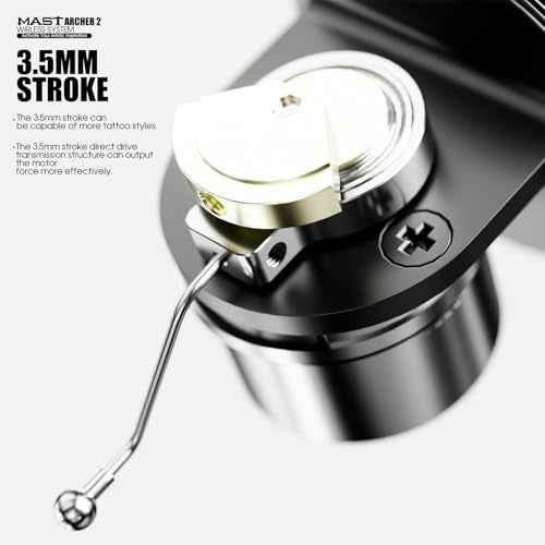 Mast Archer2 Cordless Tattoo Gun, Tattoo Machine Brushless Motor, Seamless Frame, 2000 mAh Battery, 3.5mm Stroke Length (Black)