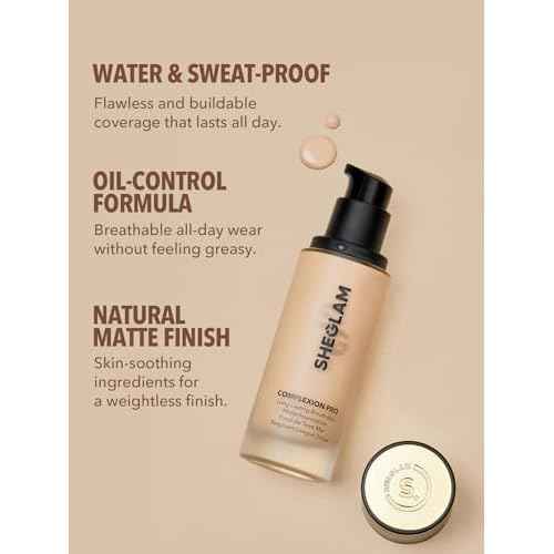 SHEGLAM Full Coverage Foundation Makeup Long Lasting Waterproof Matte Dewy Liquid Foundation - Nude