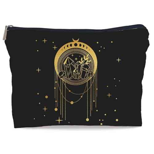 Boho Moon Phase Makeup Bag Cosmetic Bags for Women, Witch Stuff, Witch Gifts for Women, Witch Craft Gifts, Small Makeup Cosmetic Bag for Purse