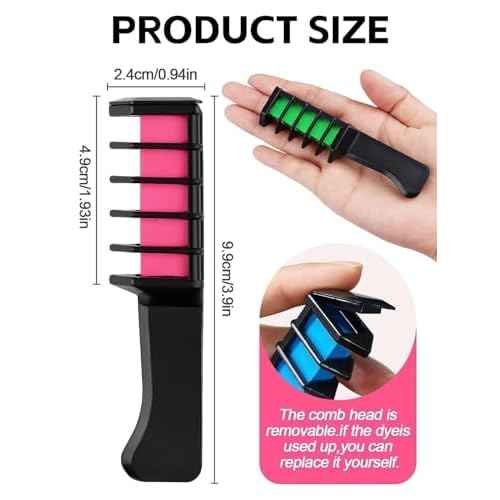 Kalolary 10 Color Temporary Hair Chalk Comb Set, Washable Hair Dye for Girls Kids Gifts on Birthday Cosplay Party for Age 4 5 6 7 8 9 10 12 13
