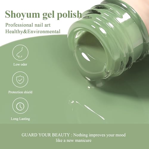 Eucalyptus Green/Sage Green Color Gel Nail Polish 15ml, Soak Off U V LED Nail Lamp Gel Polish Nail Art Manicure Salon DIY Home 0.51Oz Gift for Women