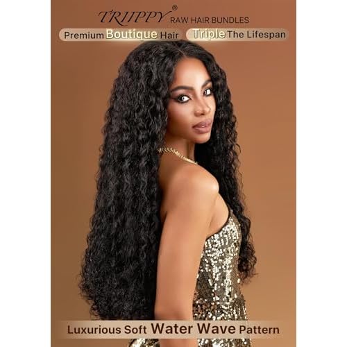 TRIIPPY Raw Water Wave Human Hair Single Bundle,Triple Lifespan Than Regular Virgin Hair No.1 Sales Of Raw Hair Bundles(14 Inches) Keep Soft and Smooth After Multiple Washes 100% Indian Raw Hair