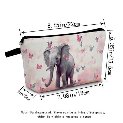 Cute Cartoon Elephant Makeup Bag for Women Travel Cosmetic Organizer Bag Teacher Appreciation Gifts Small Zipper Toiletry Bag
