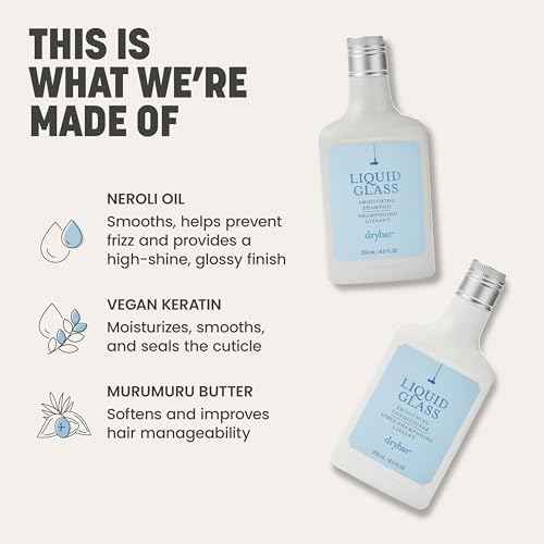 Drybar Liquid Glass Smoothing Shampoo | Cleanses Hair, Reduces Frizz, Adds Smooth & Shiny Finish, Lightweight Formula for all Hair Types, Vegan & Cruelty Free