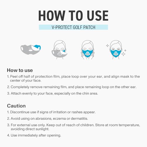 V-Protect Golf Patch ? UV Protection, Hydration & Lifting Face Mask for Outdoor Sports | Korean Skincare Patch for Golf, Hiking, Tennis | 10 Masks (S Size)