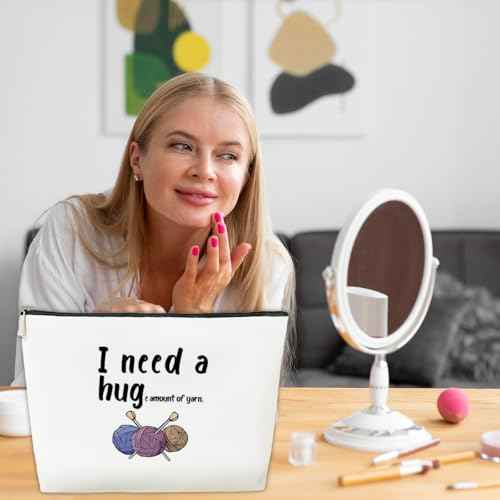 JioJio Chan Crochet Women Makeup Bag, I Need a Huge Amount of Yarn, Yarn Knitting Supply, Crochet Gift Knitting Accessory and Gadget, Beach Bags