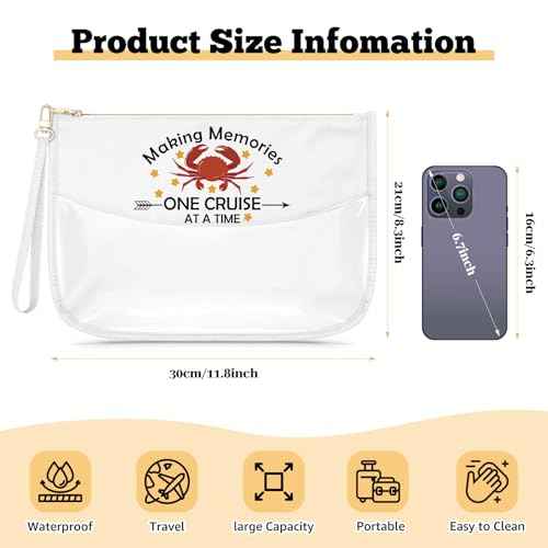 Crab Lovers Gift Cruise Clear Makeup Bag Cruise Gift Summer Beach Travel Accessories for Women Cosmetic Bag Cruise Vacation Present for Daughter Sea Animal Lover Present Toiletry Pouch for Travel