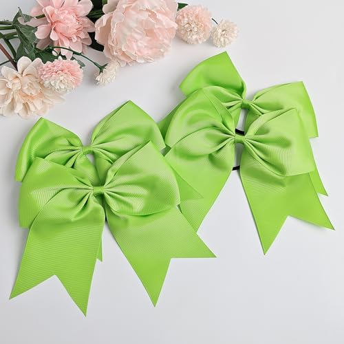 AXEN Large Cheerling Bow, 8 inch Cheer Hair Bows with Ponytail Holder for Teen Girls Sports Cheerleader Hair Accessories, Light Green