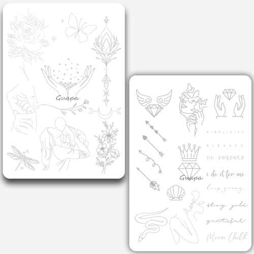 Tiny Tattoo Practice Skin Double-Sided Pre-Stenciled Fine Line Tattoo Practice Sheet Minimalist Tiny Tattoo Pad Meaningful Tiny Tattoos for Tattoo Beginner Training Supplies (1PC)