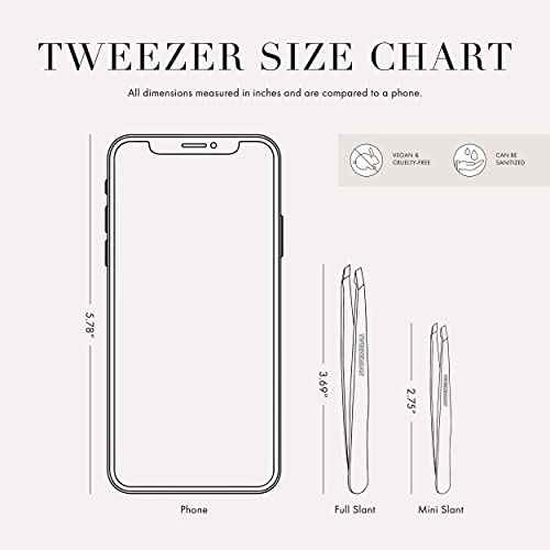 Tweezerman Mini Slant and Point Tip Tweezer - Tweezers Set for Eyebrows, Facial Hair, Ingrown Hairs