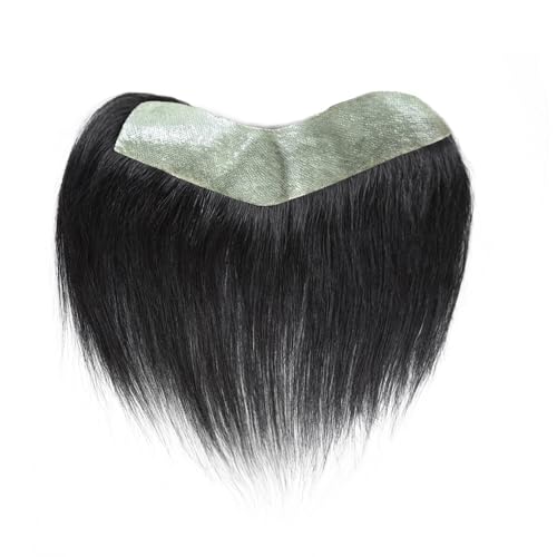 Frontal Hairpiece for Men, Hair Extension Hairline Loss Straight Tape in Human Hair Toppers Replacement Toupee (Natural Black, 1.57"x7", 6")