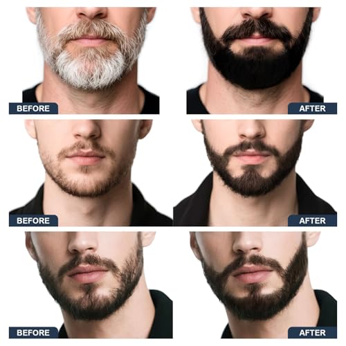 Beard Pen - Beard Pencil Filler for Men, Beard Filler with Beard Brush & Comb, 2-in-1 Dual-Ended Beard Pencils with 4-Fork-Tip & Precise Brush-Tip Birthday Gifts for Dad (Dark Brown)