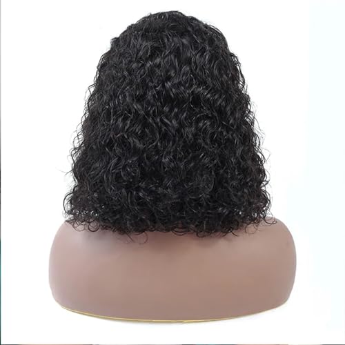 HD Transparent Deep Wave Lace Front Wigs 13X4 Deep Wave Bob Lace Wig Pre Plucked Brazilian Virgin Glueless Human Hair Wig for Black Women Natural Color 250% Density 12 Inch¡¦