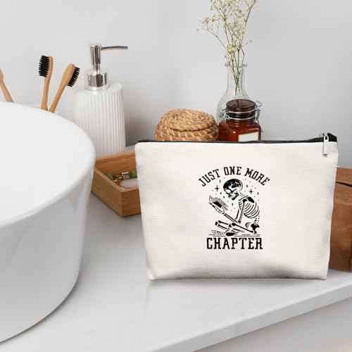 Reading Skull Makeup Bag Make Up Bag, Reader Bookworm Cosmetic Bags for Women,Bookish Bookworm Gifts for Women Teen Girls