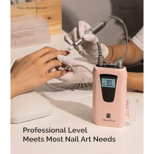MelodySusie Entry-Level Clip-On Cordless Nail Drill, SC320D 30000RPM Essential E-File with LCD Display for Manicure Shaping & Gel Removal, Perfect for Training, Nail Art Practice & Home Use