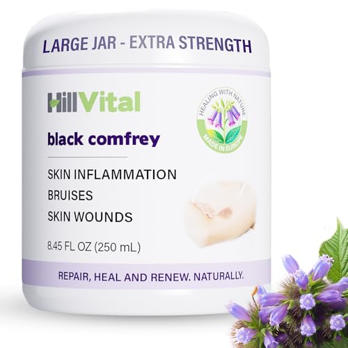 HillVital Bruise Cream Extra Strength, Fast Healing for Thin Skin - Premium Bruise Gel, and Comfrey Salve for Bone Healing, Herbal Salve Comfrey Balm for Pain, Moisturizing Bruse Formula Scar Cream