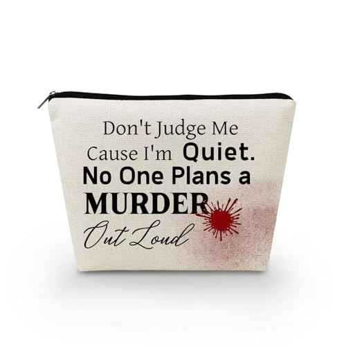 Don't Judge Me Makeup Bag Canvas Organizer Bag Toiletry Zipper Pouch Alarming Slogan Cosmetic Bag Chic Funny Halloween Birthday Present for Women Friends