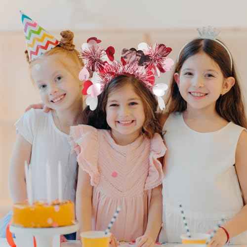 Heart Headband Accessories for Women Girls-2pcs Hair Band Hair Hoop Hair Accessorie Red Sequin Love for Birthday Bachelorette Holiday Festival Party Accessories Gifts