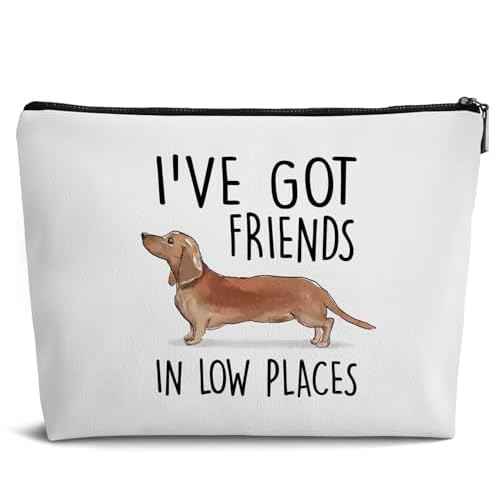 Dachshund Dog Makeup Bags,Wiener Dog gifts Leather Cosmetic Bag Zipper Pouch for Teen Girls Women,Dogs Themed Gifts Travel Organizer Zipper Pouch