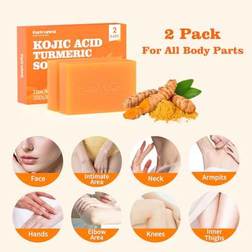 Turmeric Soap Bar Dark Spot Kojic Acid soap Remover for face and body Even Skin Tone, Moisturizing & Nourishing Natural Ingredients£¨2Pack£©