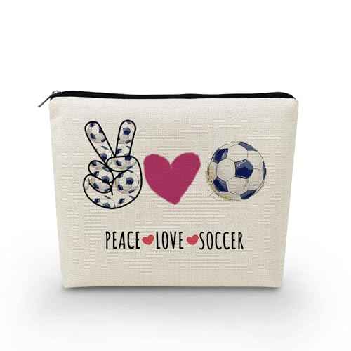 Soccer Gifts Cosmetic Bag for Women Birthday Christmas Gifts Soccer Fans Friends Soccer Players Team Gifts Toiletry Makeup Bag Sport Soccer - Peace Love Soccer
