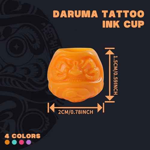 EZ Tattoo Ink Cups - 200pcs Daruma Disposable Ink Caps Tattoo Ink Pigment Holder, Tattoo Supplies and Equipment for Tattoo Needles and Tattoo Machine Kit (Orange)