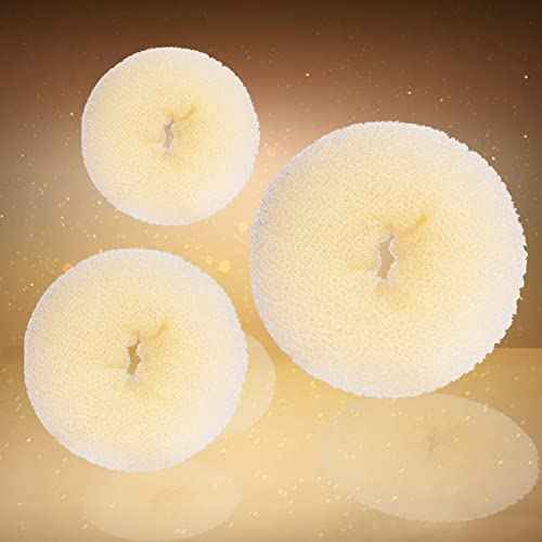 Hair Bun Maker Set (37pcs), Includes 2 Large, 2 Medium, 2 Small Donut Bun Makers, 10 Elastic Hair Ties, 20 Bobby Pins, 1 Comb (Beige)