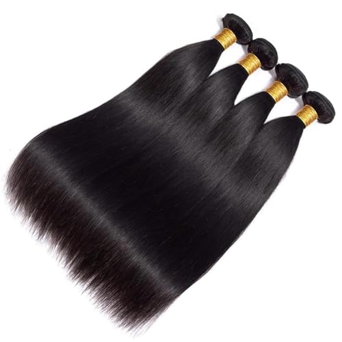 12A Straight Bundles Human Hair,Double Weft for Women 100% Unprocessed Brazilian Virgin Hair Extensions Natural Black 16 18 20 Inch 3 Bundles