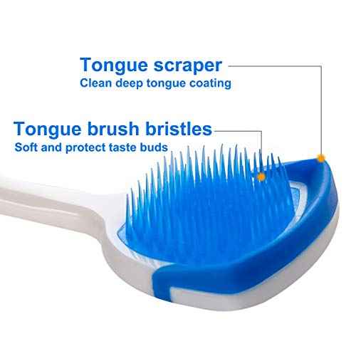Tongue Brush, Tongue Scraper, Tongue Cleaner Helps Fight Bad Breath, 4 Tongue Scrapers, 4 Pack (Blue&Green&Orange&Red)