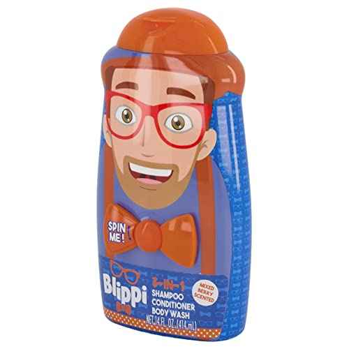 Blippi Taste Beauty 3-in-1 Kids¡¯ Bodywash, Shampoo, and Conditioner, 14 Ounces, Mixed-Berry Scent