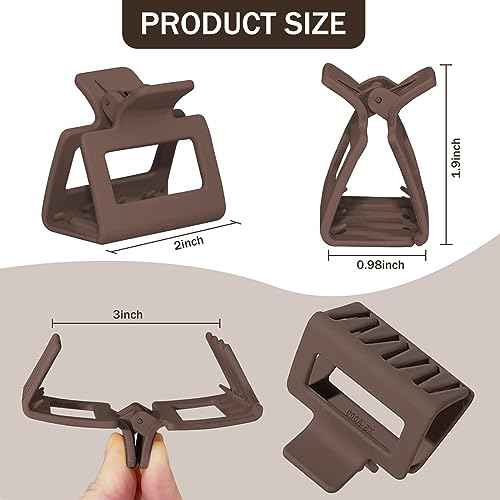 6 Pack Claw Clips Hair Clips for Women Girls Medium Rectangle 2 Inch Small Hair Clips for Thin or Medium Thick Hair