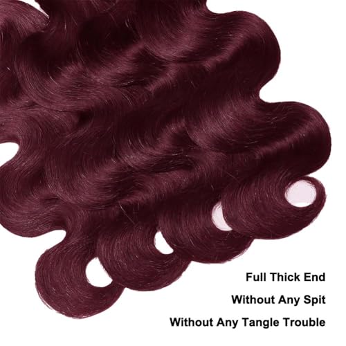 Burgundy Body Wave Bundle 28Inch Brazilian Hair Wine Red Body Wave Human Hair Bundles Hair Extensions