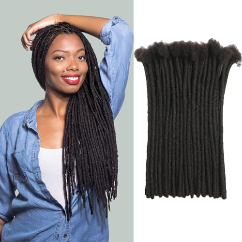 Loc Extension Human Hair 16inch 30Strands 0.4cm Width Natual Black Can Be Dyed Bleached Curled 100% Full Handmade Permanent Dreadlock Extensions for Women/Men