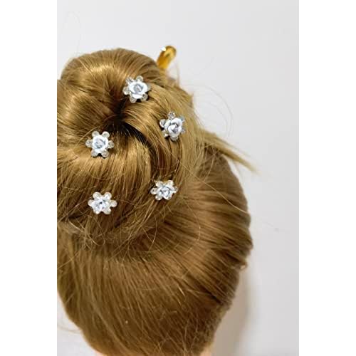 Vpang 20 Pcs Wedding Bridal Rhinestone Crystal Hair Pins Clips Women Headwear Wedding Decorative Hair Accessories (Blue Flower)