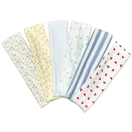 TERSE Fashion Women's Headbands for Short Hair Non Slip Elastic Floral Hairbands, Soft Fabric 2 Inches Thick Stripe Head Bands for Girls, Valentine's Day Heart Headbands