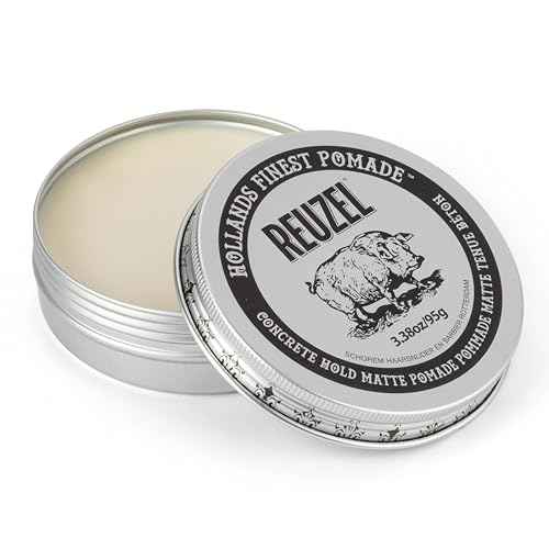 REUZEL Concrete Matte Pomade, Strong All Day Hold, Water Soluble Styling, Matte Finish and Flake Free, Easy To Wash Out, For All Hair Types