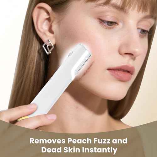 Sonic Dermaplane Razor for Women Face, Three-Speed Rechargeable Dermaplane Razor with 5 Refill Blades, Facial Hair & Peach Fuzz Remover for Women,Sonic Dermaplaning Tool
