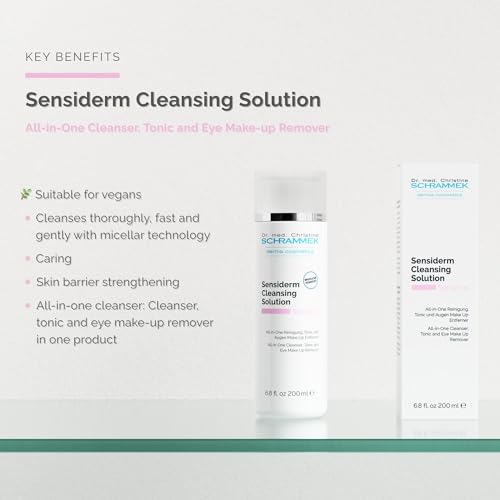 Sensiderm Cleansing Solution (6.75 fl oz) - 3-in-1 Micellar Makeup Remover & Toner - Fragrance-Free - Gentle Cleanser for Sensitive Skin - Dr. Schrammek
