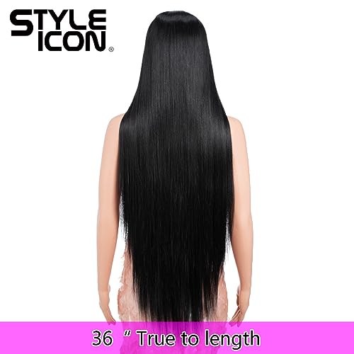 Style Icon 36¡± Super Long 13x4 Lace Wig Easy-360 Lace Frontal Wigs Free Part Lace Front Wigs with Baby Hair (36¡°, 1B)