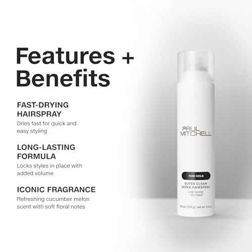 Paul Mitchell Super Clean Extra Hairspray, Long-Lasting, Firm Hold + Dry Finish, For All Hair Types, 9.5 oz