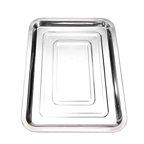 JinYan Generic Tattoo Stainless Steel Tray, 2 Pack, Silver, 13.5 X 10 Inches, Medical/Dental/Body Piercing/Tattoo Tools