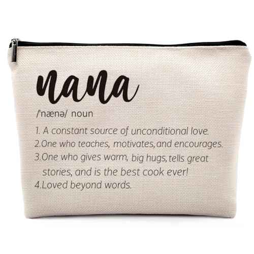 Nana Gifts Cosmetic Bag, Mothers Day Birthday Gifts for Mimi Gigi Grandma Gifts from Grandkids Makeup Bag for Purse, Thanksgiving Christmas Gifts for Nana Definition Travel Toiletry Bag