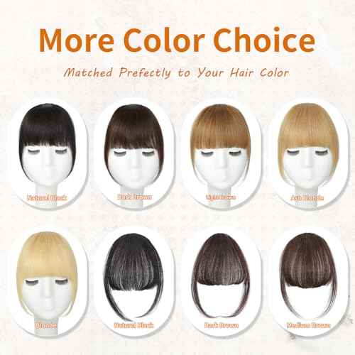 Clip in Bangs 100% Real Human Hair, Fake Bangs Hair Clip on Bang for Women, Dark Brown Wispy Bang Fringe with Temples Hairpieces Extensions for Daily Wear (Dark Brown, Wispy Bangs)